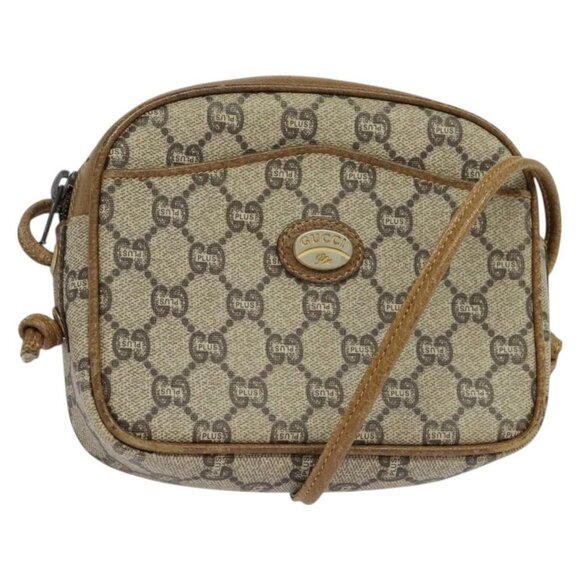 Authentic GUCCI GG Plus Supreme Shoulder Bag PVC Beige